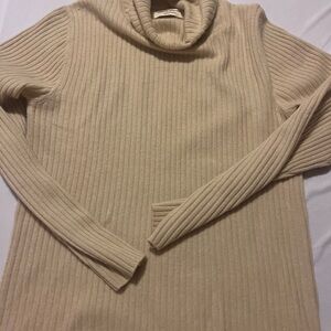 Valerie Stevens Ribbed Cream Cowl Neck Sweater